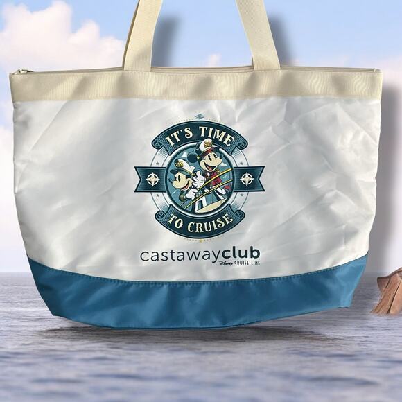 Disney Cruise Line Castaway Club Tote Bag Time To Cruise Full Zip Pocket Mickey - Picture 1 of 11